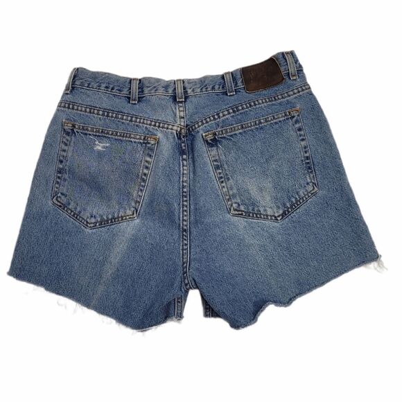 VINTAGE 90s jean shorts Ralph Lauren cutoff distressed denim XL - Picture 3 of 17